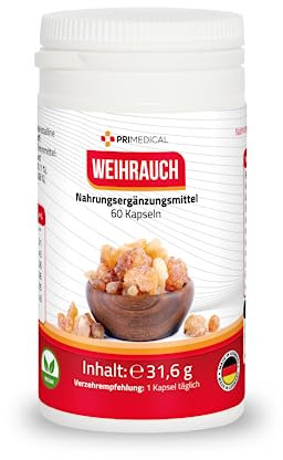 WEIHRAUCHKAPSELN Boswellia Serrata Extrakt 400mg je Kapsel + Vitamin B1, B2, B6, B12, C + Folsäure, 100% vegan, 2-Monats-Pack Primedical 1 x 60 Kapseln