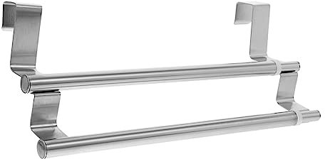 Cabilock Porte-Serviettes Double Télescopique Réglable 2 Barres Acier Inoxydable pour Salle De Bain La Cuisine Polyvalent Facile à Installer sans Perçage