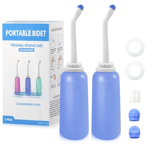 Po Dusche Bidet 2er Set, RUFCRIL Intimdusche für Damen 500ml, Tragbares Reisebidet für Wochenbett & Unterwegs, TPE-Material 100°C hitzebeständig