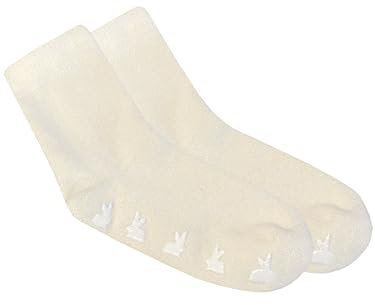 wobera ANGORA Fußwärmer oder Socken mit Anti-Rutsch-Noppen in Häschenform (Gr. M/2 (38-42), Farbe: naturweiß)