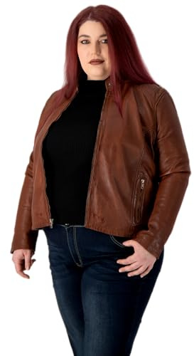 URBAN 5884 Damen Riley Damen Lederjacke RILEY, Echtes Lammfell Jacke für Plus Size Langlebig und weich im Griff