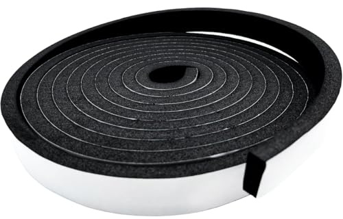 Bande d'étanchéité autocollante en mousse 25 mm (l) x 10 mm(H), caoutchouc mousse autocollant pour porte fenêtre, isolation acoustique,résistant aux intempéries, longueur totale 5m