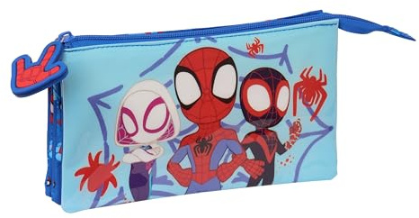 Spidey Federmäppchen für Kinder, Federmäppchen für Kinder, ideal für Schulkinder, bequem und vielseitig, Qualität und Widerstandsfähigkeit, 22 x 3 x 12 cm, Blau, blau, Estándar, Casual