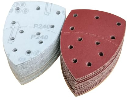 Wanmutrun Schleifpapier für Dreieckschleifer Klett 100Stück 11Loch Körnung 240 Schleifdreiecke für Deltaschleifer
