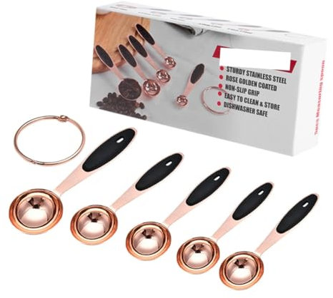 VINTORKY Goldene Messlöffel Aus Edelstahl Set Von Küchenbackwerkzeugen Inklusive Schnalle Für Praktischen Gebrauch Beim Backen Und Kochen