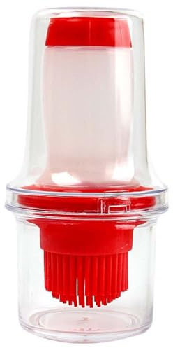 Oil Dispenser with Silicone Basting Brush - Squeeze Type Barbecue Brush for Basting, Baking, Cooking, Grilling, Oiling, Glazing Food on Grill