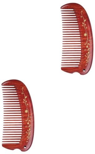 FRCOLOR 2stücke Anti-statischer Holzhaarkamm Mit Blumenmuster Für Kopfhautmassage Für Frauen Und Mädchen Fördert Die Durchblutung Und Sorgt Für Sanfte Entwirrung Der Haare Farbe