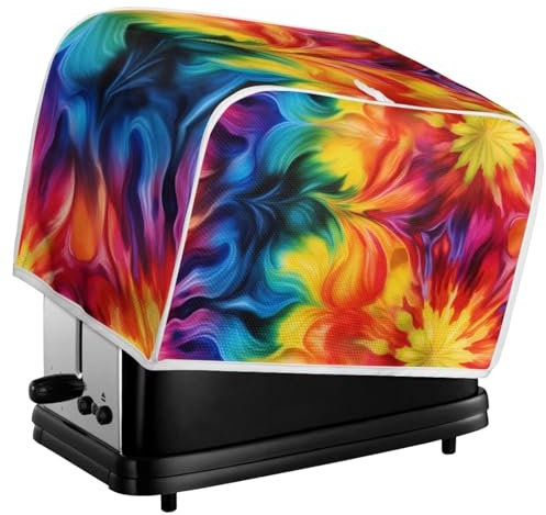 Kuiaobaty Batik-Toaster-Gerät, staubdichte Abdeckung, abstrakte Kunst, Regenbogenmalerei, kleine Brotbackmaschine, Ofenabdeckung, Staub- und Fettschutz