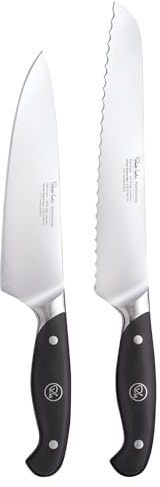 Robert Welch Professional Essential Knife Set, 2 Piece, Crafted from German 1.4116 Stainless Steel, Bread Knife 22cm/8.5, Chef's Knife 18cm/7.5