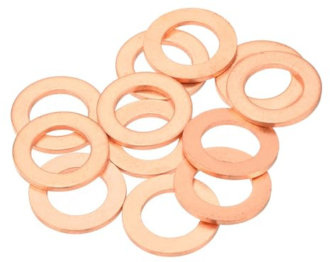 sourcing map 12 rondelle piatte in rame, 12 x 20 x 1,5 mm, rondelle di tenuta metriche piatte per raccordi idraulici, viti, bulloni, dadi e riparazione elettronica