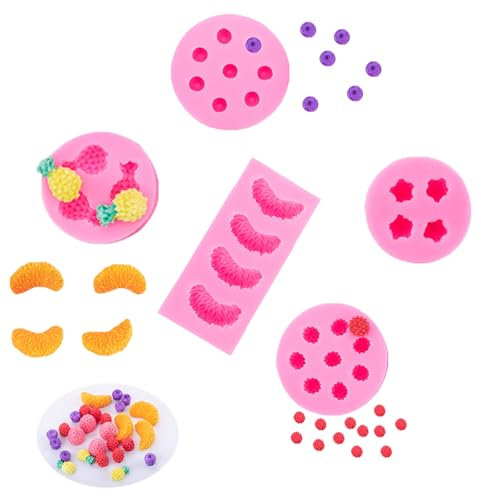 Eabdice 5 Pezzi Frutta Decorativo Stampi in Silicone, Stampi per Dessert Fondente, Muffa Frutta Silicone, per candele di cera fai da te, sapone, torte, cupcake
