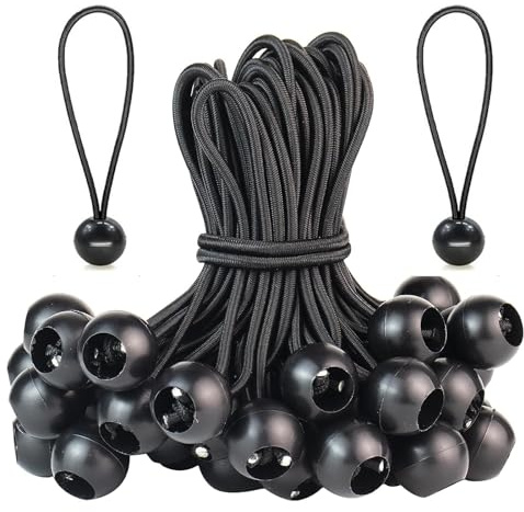 Spanngummis mit Kugel, 25 Stück Gummispanner mit Kugel, Zeltgummis,Ball Bungee, 20cm Gummispanner Zeltgummis Expanderschlingen, für Planen, Zelt, Banner, Netz Pavillions(Schwarz)