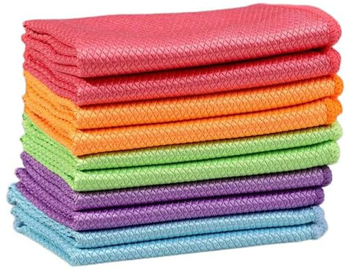 Pjeghbvop Washable Microfiber Cleaning Fabric 10Pcs Fish Scales Cleaning Cloth For Sparkling Cleans Environment