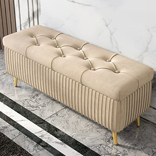 Panca ottomana in pile per camera da letto, soggiorno, ingresso interno, cambio scarpe, sgabello con contenitore, sgabello basso, 61 x 40,6 x 45,7 cm