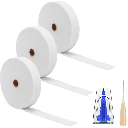 3 Rolls Jelly Roll Batting Strips,Polyester Quilting Jelly Roll Fabric with Fabric Tube Maker and Awl Versatile Sewing Accessories for Clothing Seat Cushions Home Furnishings