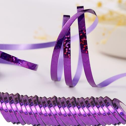 wenweo Lot de 24 rouleaux de serpentins d'anniversaire de 240 m - Violet avec couleurs vives - Pour décoration d'anniversaire, ruban de ballon, décoration du Nouvel An, décoration de mariage, ruban
