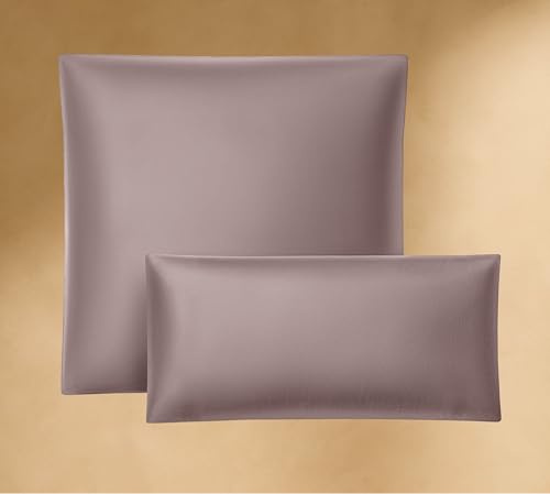 Seralino Satin Kissenbezug 40 x 80 Lila (2er Set) 100% Bio Baumwolle, Oeko-Tex, atmungsaktiv, weich wie Seidenkissenbezug 40x80, auch als Dekokissen Sofakissen, 40x80cm Kissenbezug mit Reißverschluß