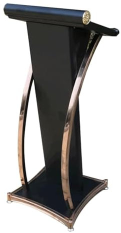 Modernes Rednerpult aus Holz, 54 x 57 x 120 cm, kreativ, gebogen, mit geneigter Lesefläche, stilvolle Stehkanzel für Veranstaltungen, Konferenzen und Anbetung