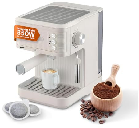 Avilia - Macchina Caffè 850W per Espresso Intenso con Filtro in Acciaio Inossidabile, Serbatoio da 2L e Compatibilità con Caffè Macinato, Uso Facile - colore in base alla disponibilità