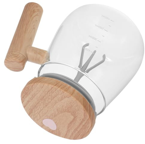 ABOOFAN Taza Autoagitable de Vidrio con Diseño de Madera Portátil Tapa Sellada para Café Leche Polvo y Chocolate Uso con Pilas Aaa No Incluidas