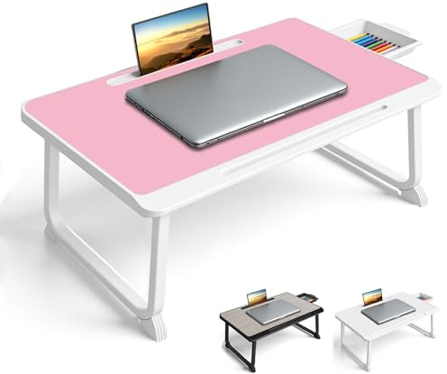 Planche de lit, Table de lit avec tiroir, pour Ordinateur, Lecture, Écriture, Repas et Regarder des Films sur Le Lit, Canapé ou au Sol, Bureau et Maison (Red)