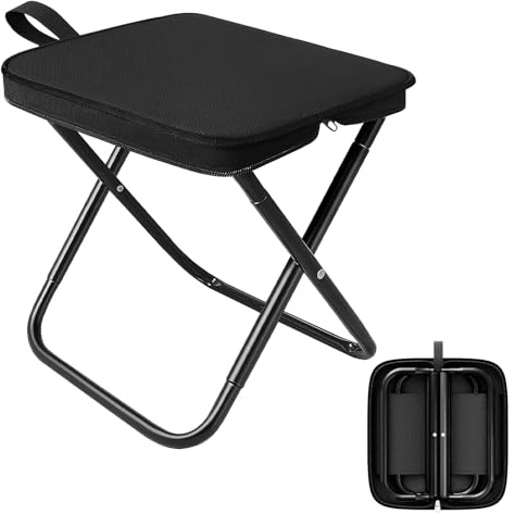 Erzekrim Camping Hocker Tragbarer, Mini Klapphocker Faltbar, Leichter Campinghocker, Angelhocker Faltbar, für Wandern, Angeln, Grillen, Strand
