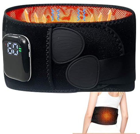 Cordless Back Heating Pad, Heat Pad for Back Pain Relief, 5 Heating Levels 3 Vibration Modes, Electric Heated Massage Belt, Portable Heating Pad for Lower Back Pain, Period Cramp, Fibromyalgia