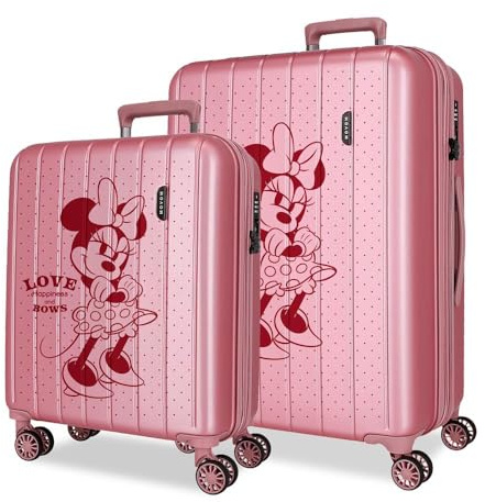 Joumma Disney Minnie Love Juego de Maletas Rosa 55/65 cms rígida 6,8 kgs Cierre TSA Integrado ABS 6,8 kgs 109L Extensible Equipaje de Mano