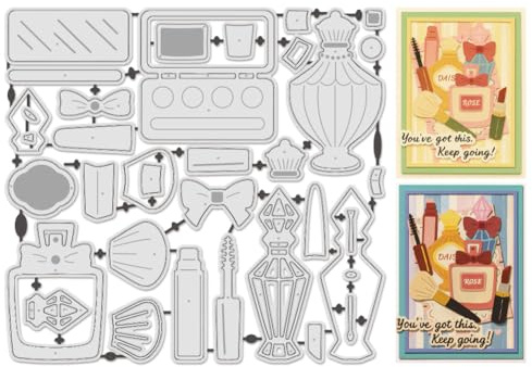UNICRAFTALE 36Pcs Perfume Bottle Metal Cutting Dies for Card Making Makeup Brushes Die Cuts Cosmetic Embossing Stencils Template for Scrapbooking Paper Album Craft Decor