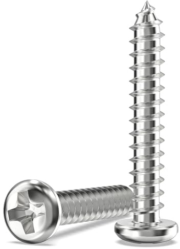100 Stück M4 x 25mm Holzschrauben Edelstahl A2 V2A Blechschrauben | Flachkopf Selbstschneidende Schrauben, Kreuzschlitz Linsenkopfschrauben Vollgewinde für Blech & Holz