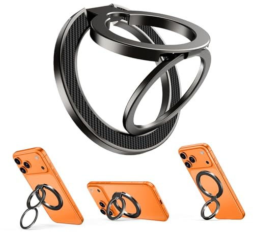 UBeesize Magnetic Phone Ring Holder for MagSafe, Double-Sided Magnet Cell Phone Grip, Portable Finger Kickstand Compatible with iPhone 17 16 15 14 13 12 Series and Android Phones