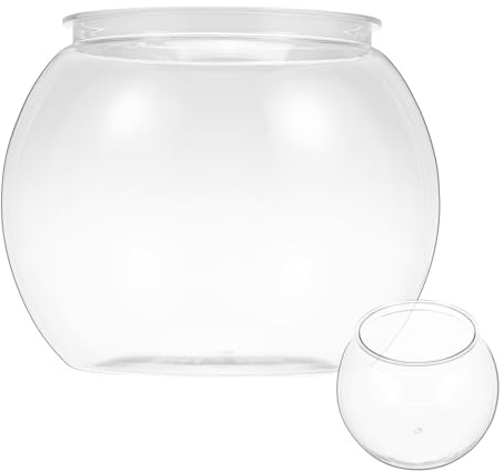 Alasum Rundes Transparentes Kunststoff-fischglas Kleines Dekoratives Aquarium für Goldfische Bruchsicherer Desktop-fischtank Geeignet für Büro Garten und Wohnraum Einfach zu Reinigen und