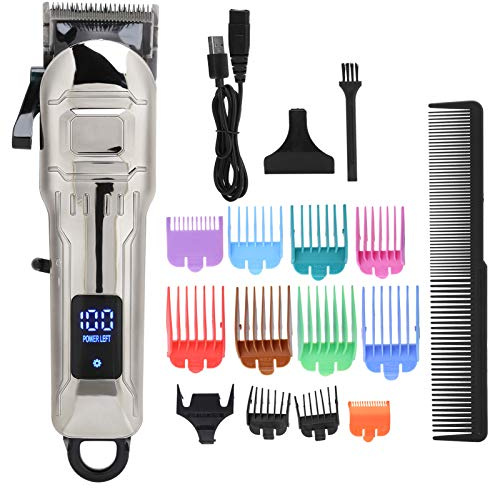 Cortadora de cabello recargable para hombres con pantalla LED, batería de 2000 mAh y peines de precisión múltiples, ideal para cortes profesionales en casa