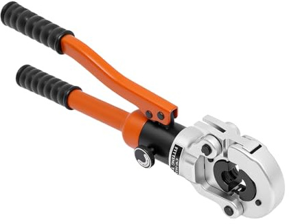 Pinza crimpatrice a V per tubo di plastica, tubo composito in alluminio, pinza professionale con testa girevole, impugnatura in gomma, valvola manuale a pistone, morsetto di pressione idraulico
