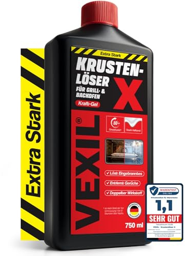 VEXIL Backofenreiniger EXTRA STARK – Doppelter Wirkstoff gegen Eingebranntes – hochkonzentriertes Haftgel – Grillreiniger & Fettlöser – für Backofen, Grill & Herdplatten – 750 ml – Made in Germany
