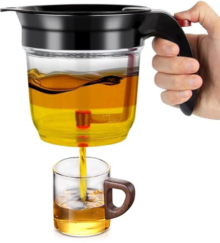 Fetttrennkanne für Soßen 1L / 33oz – Fetttrenner Küche mit Doppelfiltration, Fettabscheider mit Bodenfreigabe zur einfachen Trennung von Fett und Sauce, Soßentrenner für Haushalt, Kochen & Gastronomie