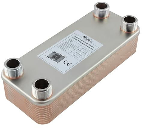 Edelstahl Plattenwärmetauscher B3-32-20 mit 4x 1 Zoll Anschluss – max. 115 kW, 12 m³/h Durchfluss für Heizung, Solar, Wärmepumpe