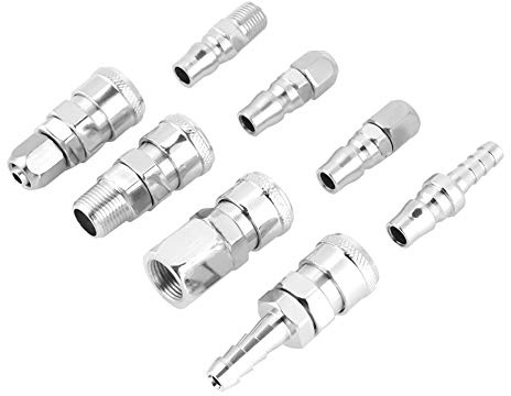 8Pcs Raccords Coupleur Rapides Compresseur Pneumatiques Air Connecteur 1/4'' en Alliage de Zinc pour Compresseur d'Air Pneumatiques Tuyau
