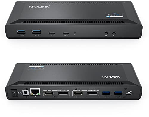 WAVLINK Universal USB C Laptop Docking Station Dual Monitors 5K/4K@60Hz with 65W Host Charging for Thunderbolt 4/3, USB-C Windows, Mac M1-M5/Macbook Neo, Chrome (2HDMI+2DP), 6USB 3.0, 1Gbps Ethernet