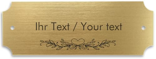 Personalisiertes Türschild in Messing-Optik mit Gravur - Acrylschild gold-metallic, 250 x 90 mm, eckig - Klingelschild, Namensschild