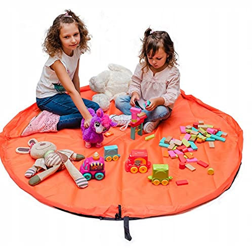Spielzeug Aufbewahrungstasche für Organizer Taschen Faltbare Teppich Tragbare Organizer Spielzeug Kinder Spielmatte 60 Zoll (150 cm) von Funky Planet (Orange)