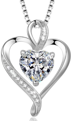 LAVUMO Halskette Damen Silber Herzkette Herzanhänger Schmuck Geschenke | Echt Silber 925 Messing Kette Geschenke für Frauen Freundin zum Geburtstag Jahrestag Hochzeitstag Valentinstag Weihnachten