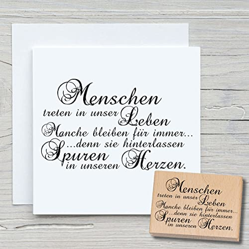 NEWSTAMPS Stempel Menschen treten in unser Leben Motivstempel groß aus Holz & Gummi zum Karten basteln, Holzstempel, Sprüche, Spruchstempel, Textstempel, Schrift, Scrapbook, Textilstempel, Deko