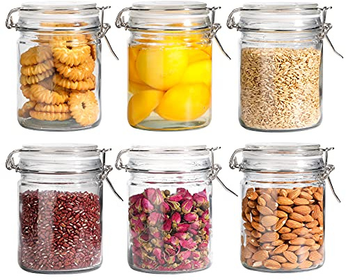ComSaf 6-Pack 25oz Straight Sided Glass Jars with Lids, Meal Prep & Canning Containers for Overnight Oats, Salads, Fermenting & Pickling, Easy-to-Clean Cylinder Canisters for Pantry