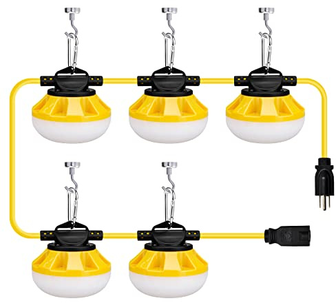 SUMMSTAR [3-Prong] 50ft LED Construction String Lights, 50W 5000lm LED String Work Lights, Construction Temporary Lights, ETL Listed(50ft 3-Prong)