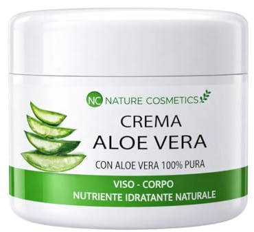 Crema Idratante Viso Corpo Aloe Vera, Burro di Karité e Olio di Argan – Pelle Secca, Sensibile, Lenitiva e Nutriente. Prodotto in Italia.100 ml.