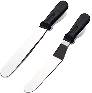 Sorxine Kitchen Spatula Set,Steel Cake Spatula Set,Cake Spatula Decoration,Steel Kitchen Spatula 2 Pieces (Black) (SX-is210906)