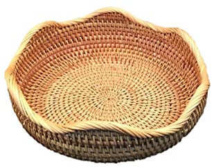 Surakey Runde Rattan Obstkörbe Aufbewahrungskorb Geflochtene Brotkörbche Mehrzweck Organisationsbox Natürlicher Eierkorb Lebensmittelkorb Obstplatte Picknickkorb Dekokörbchen Korb für Küche Esszimmer