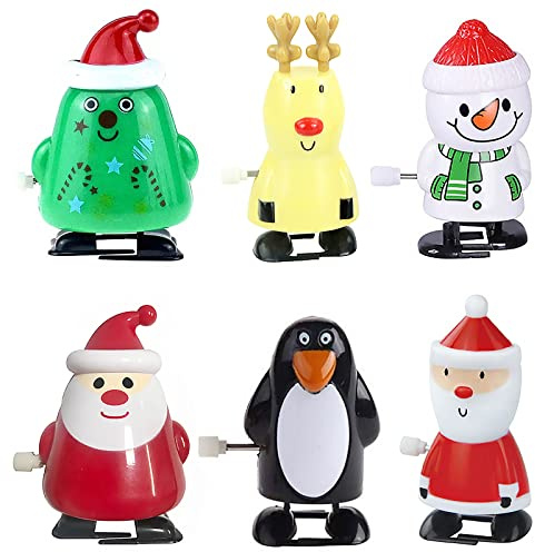 6 Stück Weihnachten Aufziehspielzeug, Uhrwerk Spielzeug, Wind Up Pinguin Rentier Weihnachtsbaum Schneemann Weihnachtsmann, Spielzeuge zum Aufziehen, Lustiges Weihnachten Geschenk für Baby Kinder