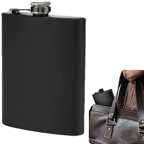 Generic Fiaschetta per liquori per uomini | 6 7 8 Oz piccola bottiglia di metallo nero opaco per uomini e donne | Contenitore leggero con tappo in metallo per regali di nozze